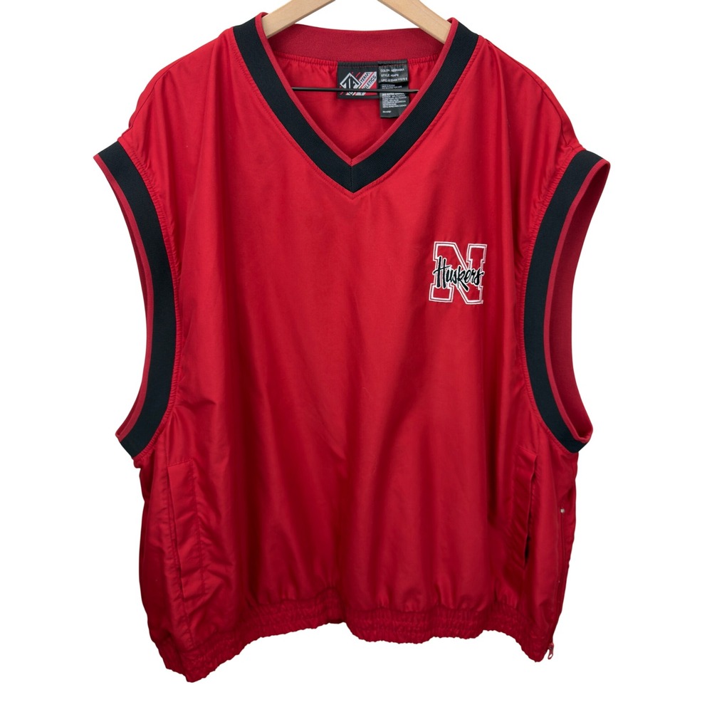 VTG Nebraska Huskers Windbreaker Vest Mens Size 2XL Collegiate Gameday Golf